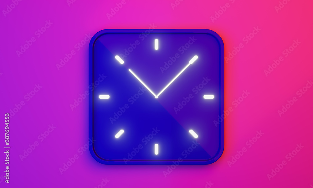Analog clock time concept on modern pastel style background, simple for banner, flyer, poster or website, 3d rendering, blue clock, front view... Analog clock time concept on modern pastel style background, simple for banner, flyer, poster or website, 3d rendering, blue clock, front view...