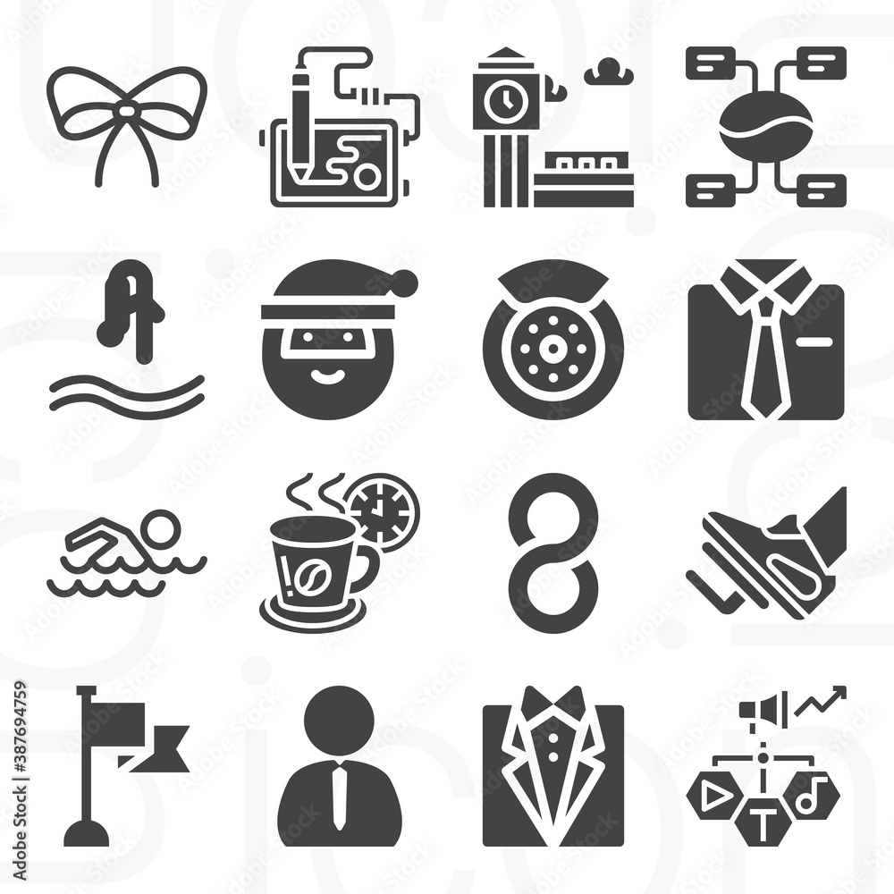 16 pack of tie  filled web icons set