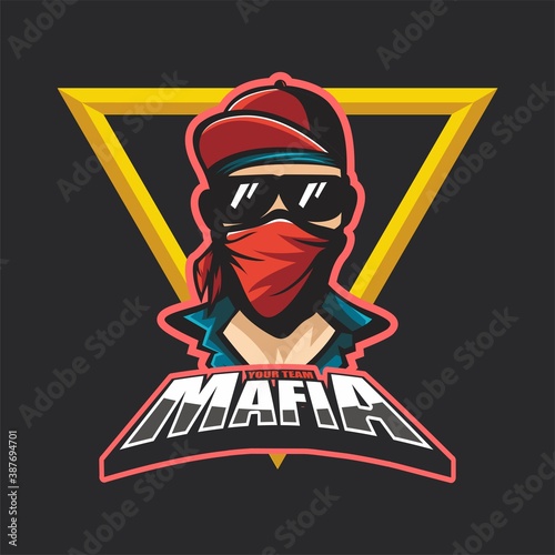 Mascot mafia gaming esports team logo with man