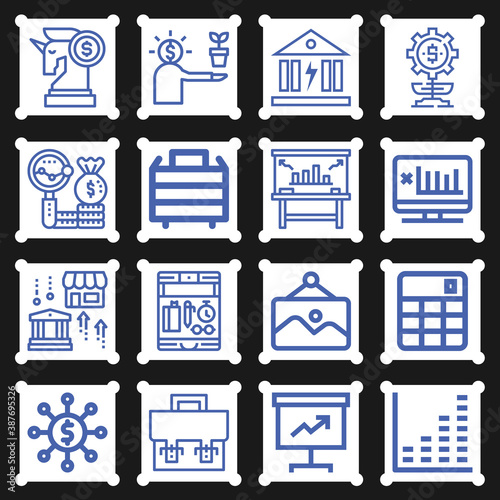 16 pack of investing  lineal web icons set
