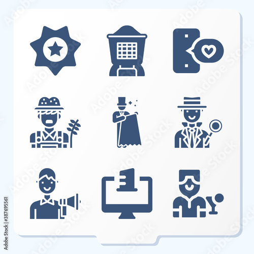 Simple set of 9 icons related to occupations