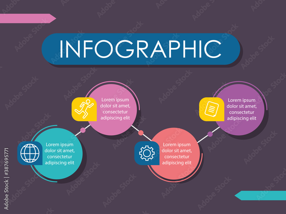 infographic shape round with four options or steps for presentation