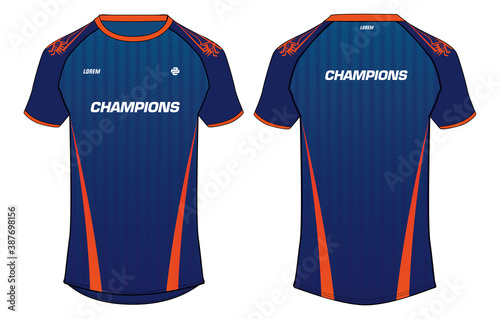 Sports t-shirt jersey design vector template, sports kit with front and back view