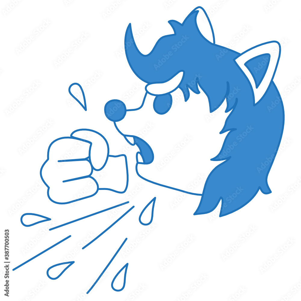 emoticon with a cool angry wolf in profile screaming, saliva and ...