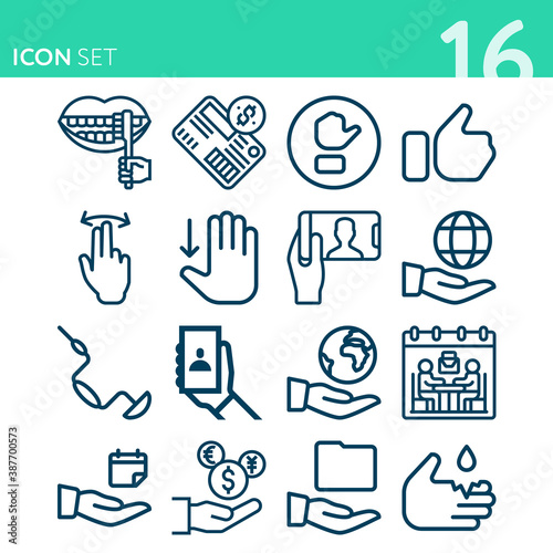 Simple set of 16 icons related to goodwill