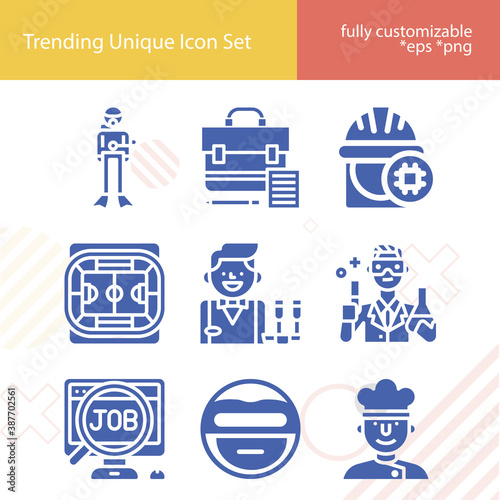 Simple set of sector related filled icons.