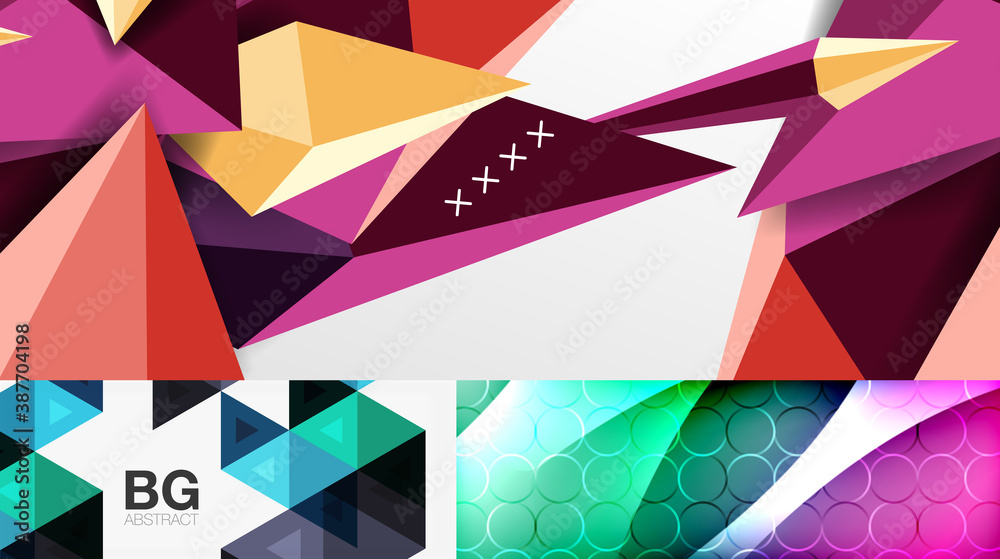 Geometric abstract backgrounds with shadow lines, modern forms. Vector illustrations for covers, banners, flyers and posters and other templates Geometric abstract backgrounds with shadow lines, modern forms. Vector illustrations for covers, banners, flyers and posters and other templates