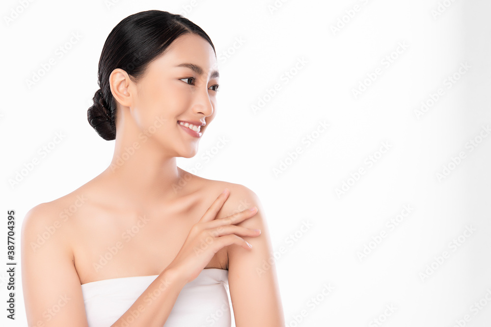 Beautiful young asian woman with clean fresh skin on white background, Face care, Facial treatment, Cosmetology, beauty and spa, Asian women portrait Beautiful young asian woman with clean fresh skin on white background, Face care, Facial treatment, Cosmetology, beauty and spa, Asian women portrait