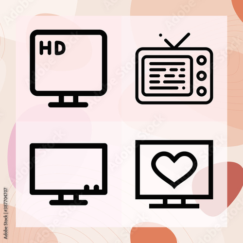 Simple set of color tv related lineal icons