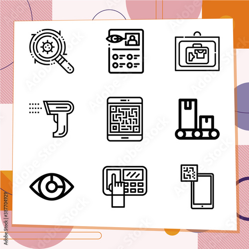 Simple set of 9 icons related to ned