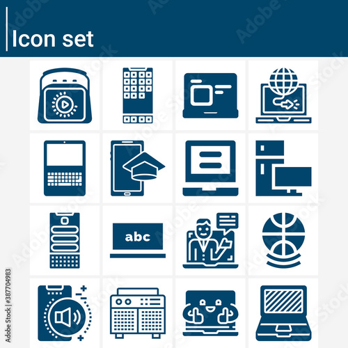Simple set of circuits related filled icons.