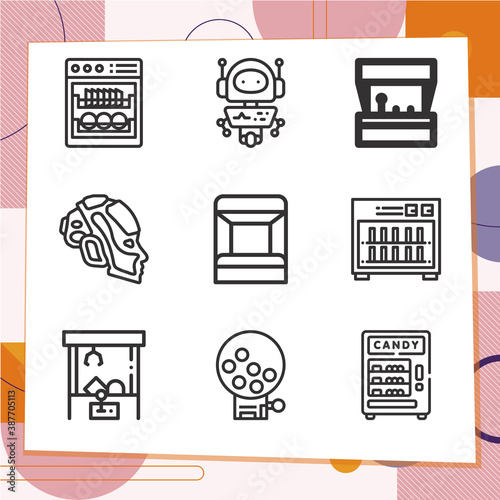 Simple set of 9 icons related to computerized