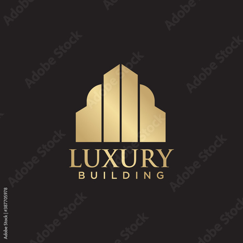 Luxury building logo design with golden color