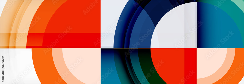 Round shapes, triangles and circles. Modern abstract background