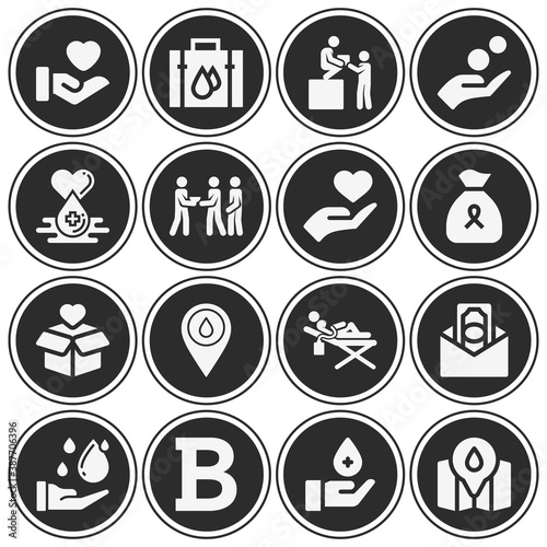 16 pack of donation filled web icons set