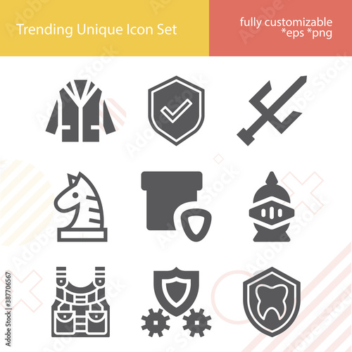 Simple set of armor related filled icons.