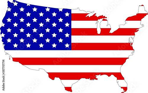 usa map with flag