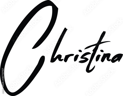 Christina-Female Name Modern Brush Calligraphy Cursive Text on White Background
