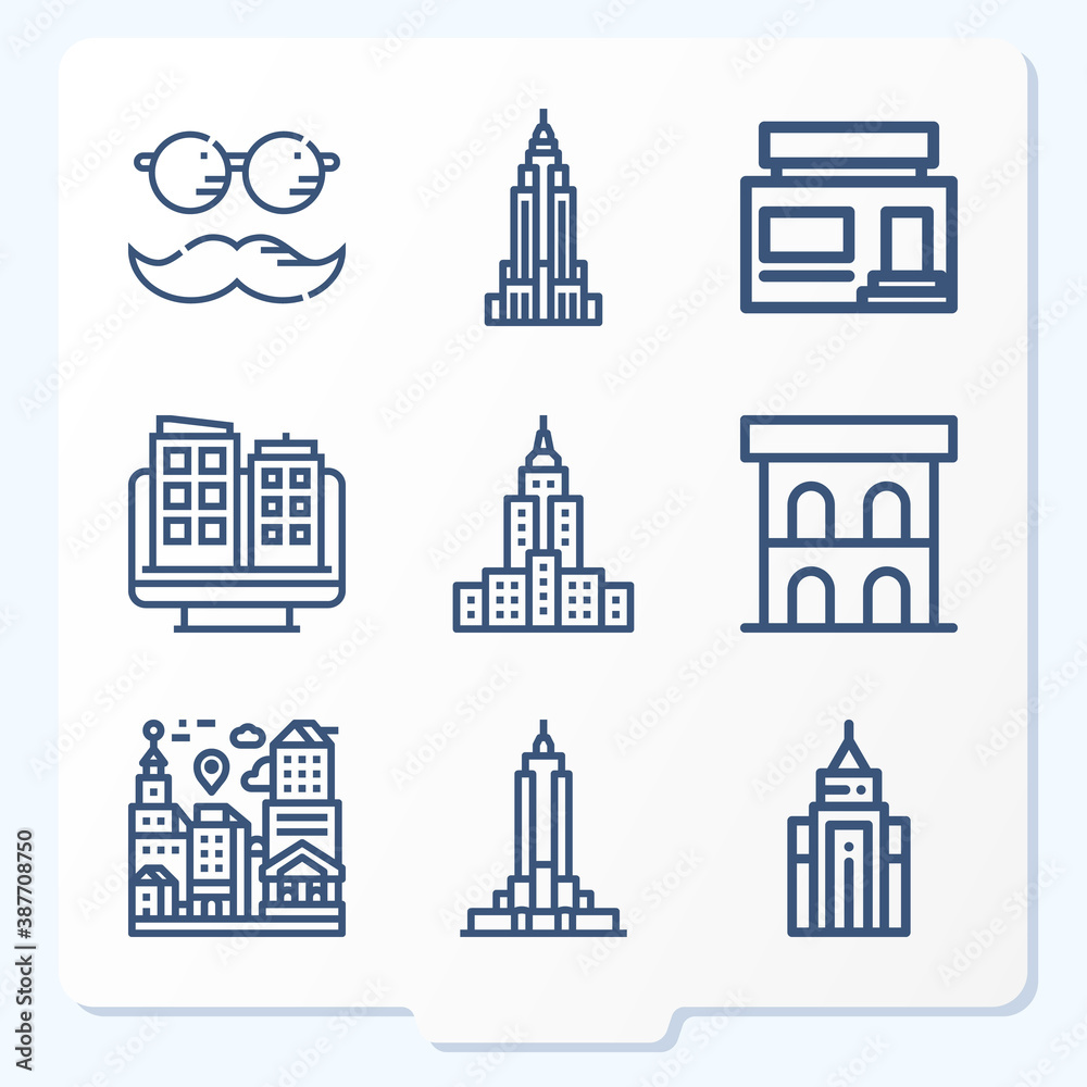 Simple set of 9 icons related to senator