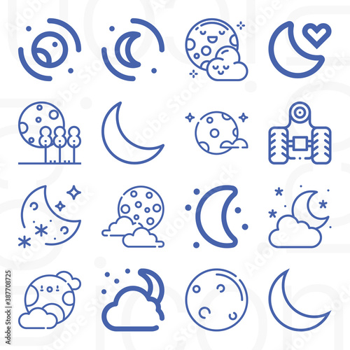 фотографія 16 pack of lunar month  lineal web icons set