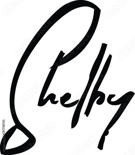 Shelby-Female Name Modern Brush Calligraphy Cursive Text on White Background photo