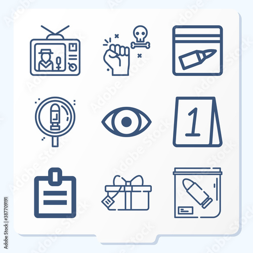 Simple set of 9 icons related to demonstrate