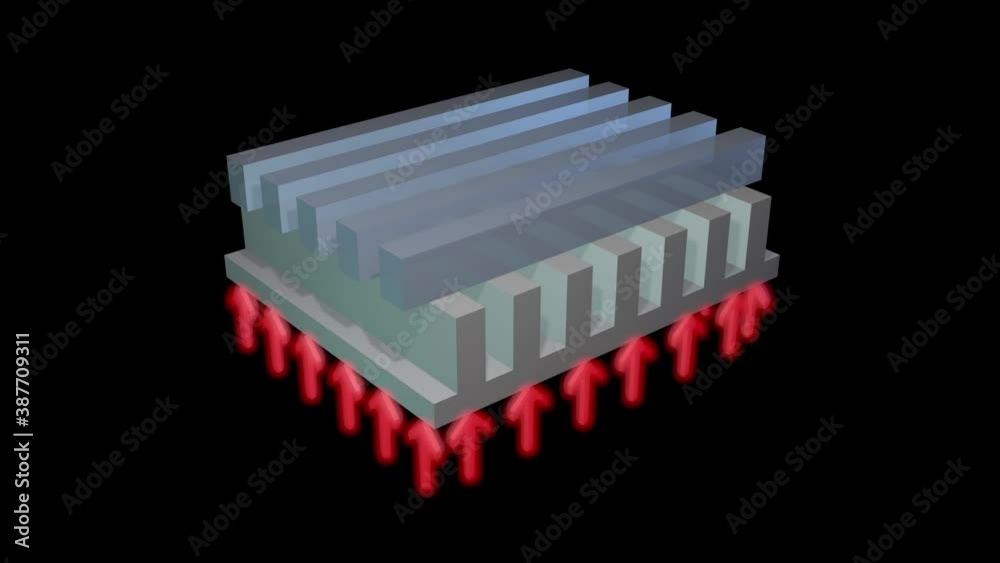 Microchannel heat exchange cooling system.3d animation rendering ...