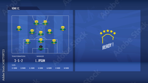Football or soccer match lineups formation infographic. Set of football player position on soccer field. Football kit or soccer jersey icon in flat design.