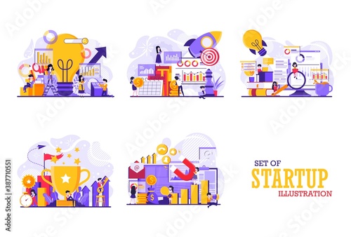Fototapeta Naklejka Na Ścianę i Meble -  A collection of tiny people illustration concept designs with the theme of startup and activities in it. Vector illustration