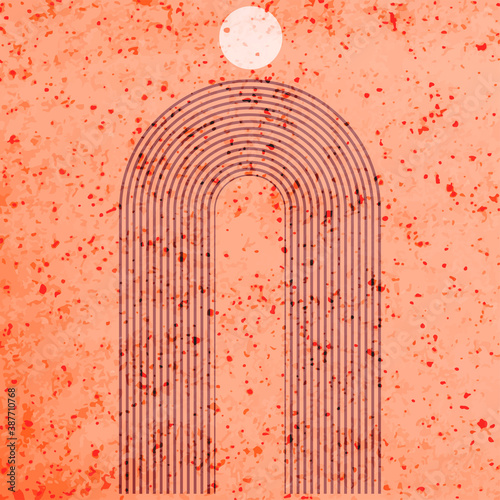 Rainbow lineart and sun, sacred symbols wall art