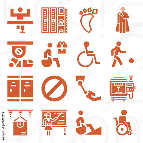 16 pack of elbow filled web icons set
