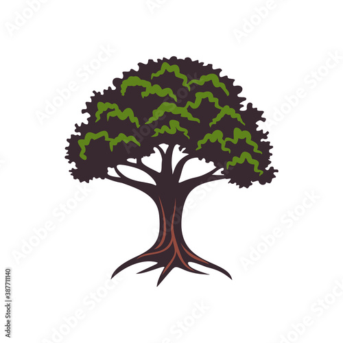 big tree with roots vector illustration