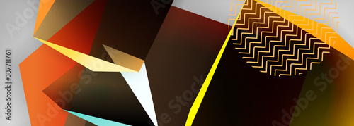 Low poly 3d geometric shapes, minimal abstract background. Vector illustrations for covers, banners, flyers and posters and other