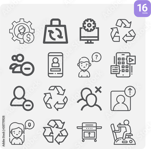 Simple set of usage related lineal icons.