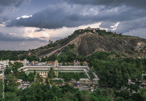 Shravanabelagola Temple complex on Chandragiri Hill is one of the most important places of pilgrimage for the followers of Jainism. photo