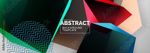 Low poly 3d geometric shapes, minimal abstract background. Vector illustrations for covers, banners, flyers and posters and other