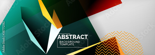 Low poly 3d geometric shapes, minimal abstract background. Vector illustrations for covers, banners, flyers and posters and other