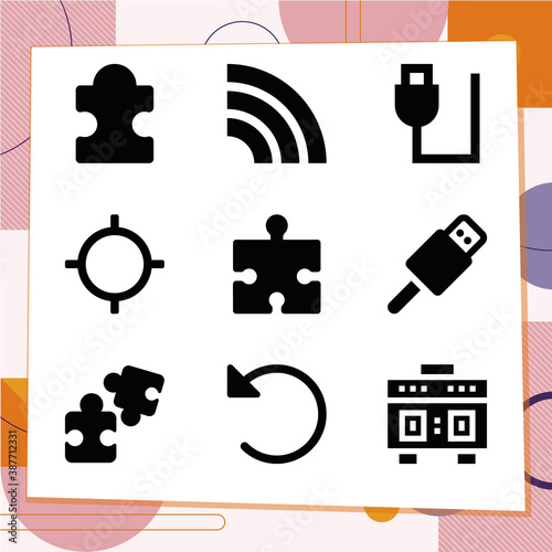 Simple set of 9 icons related to clue