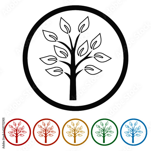 Tree silhouette Ring Icon, color set