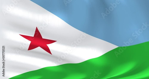 Flags of the world - flag of Djibouti. Waved highly detailed flag animation. photo