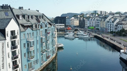 Aerial shot of beautiful Alesund in Norway