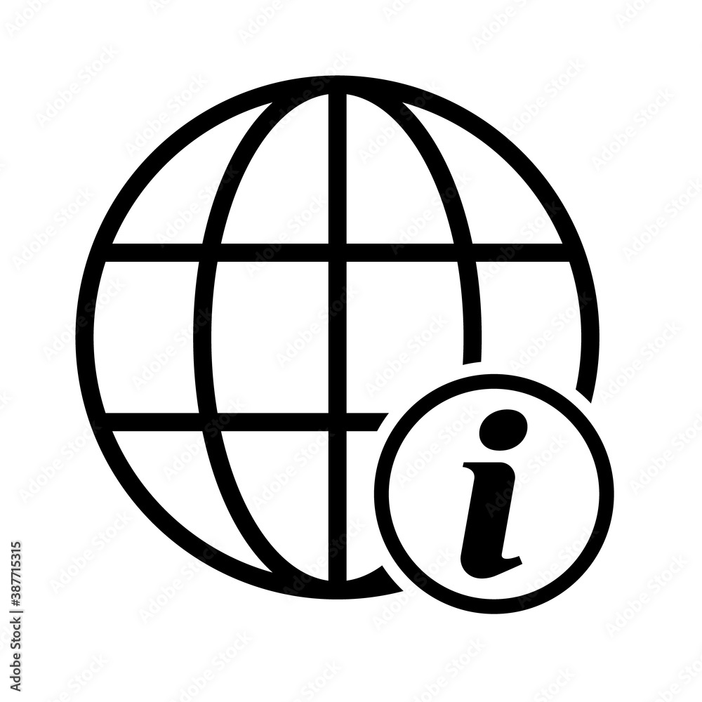 WWW world wide web site symbol, Internet map icon, website address globe, flat outline sign WWW world wide web site symbol, Internet map icon, website address globe, flat outline sign