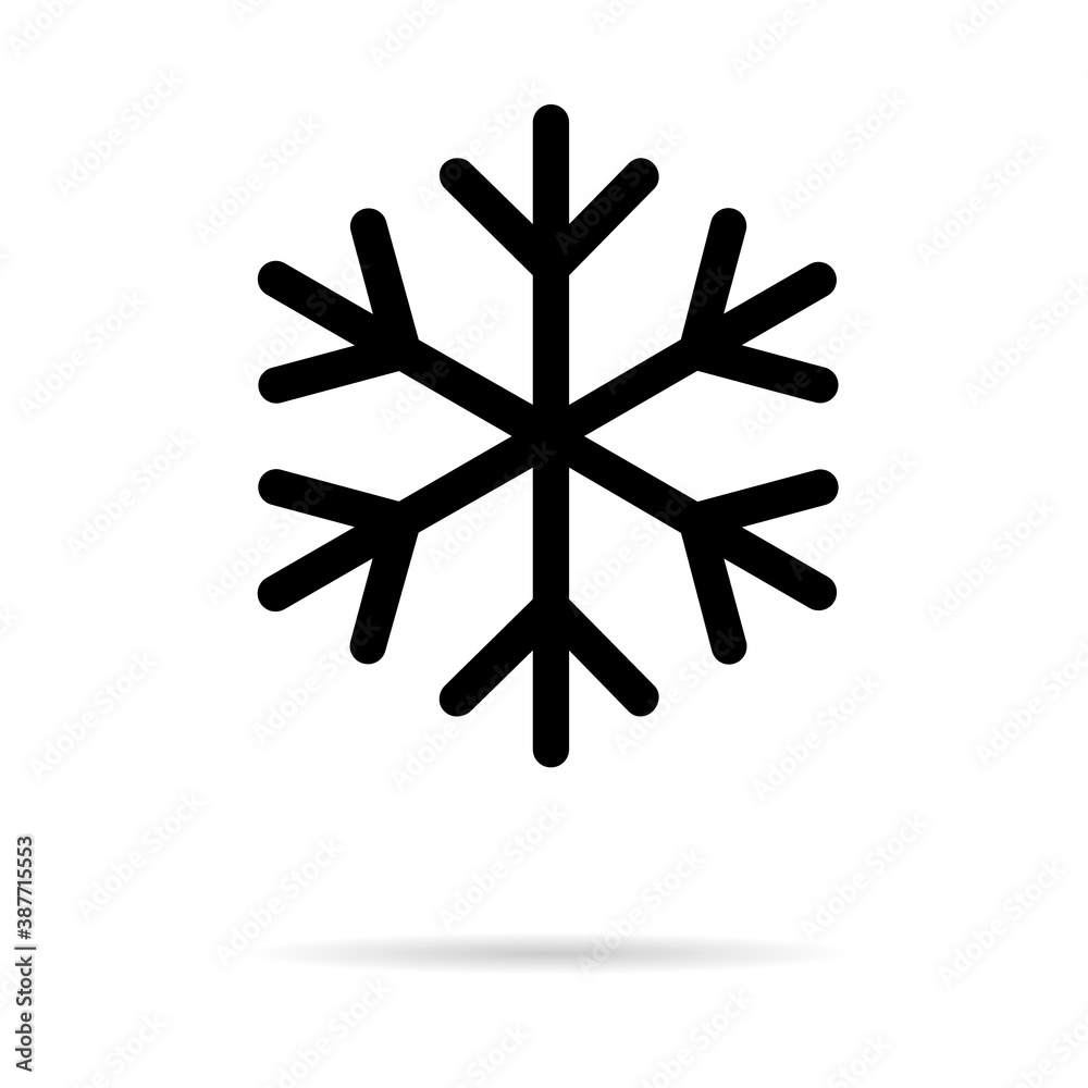Snow winter icon, danger ice flake sign, risk alert vector illustration, careful caution symbol