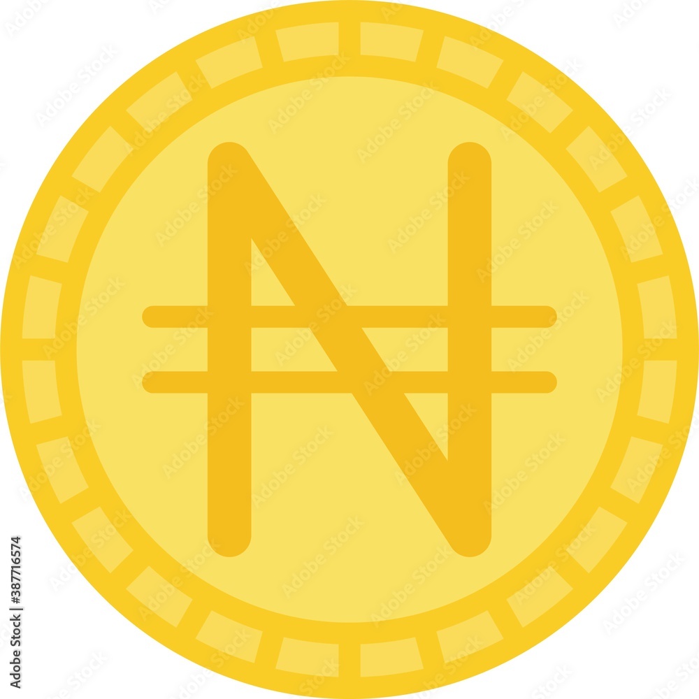 Nigerian naira coin icon, currency of Nigeria Nigerian naira coin icon, currency of Nigeria
