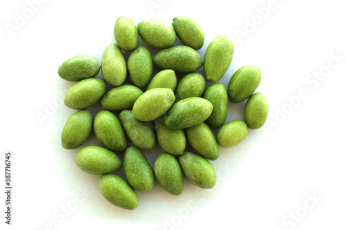natural green olives top view