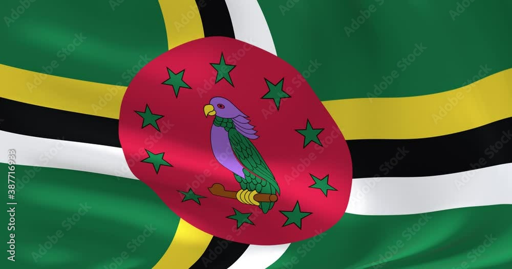 Flags of the world - flag of Dominica. Waved highly detailed flag animation.
