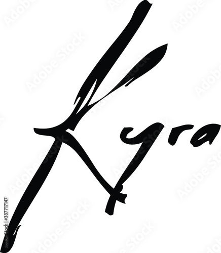 Kyra-Female Name Modern Brush Calligraphy Cursive Text on White Background