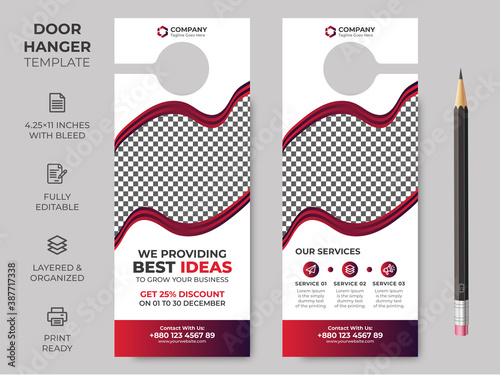 Business Corporate Door Hanger, Vector illustration, modern Door hanger, do not disturb and make up room sign Premium Vector, Door hanger design template