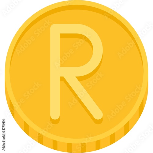 South African rand coin, official currency of South Africa