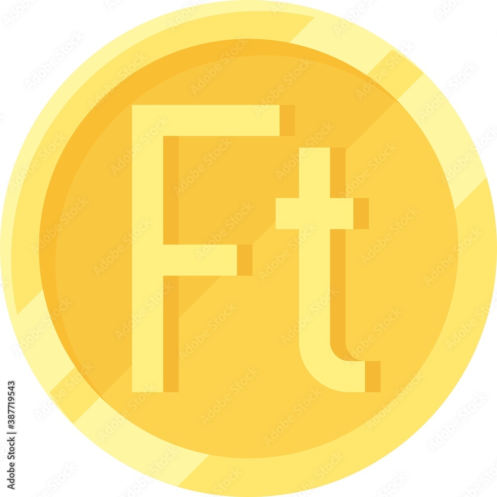Obraz premium Hungarian forint coin icon, currency of Hungary